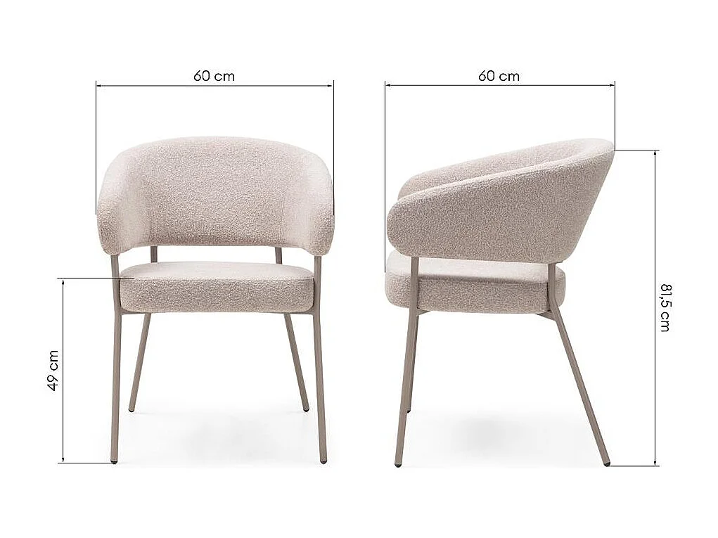 Polsterstuhl 60x60x81,5 cm beige Malua