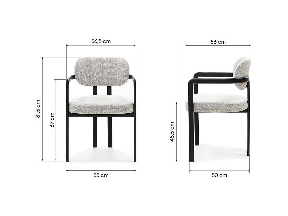 Fauteuil rembourré 81x56,5x56 cm Gris clair Flaire