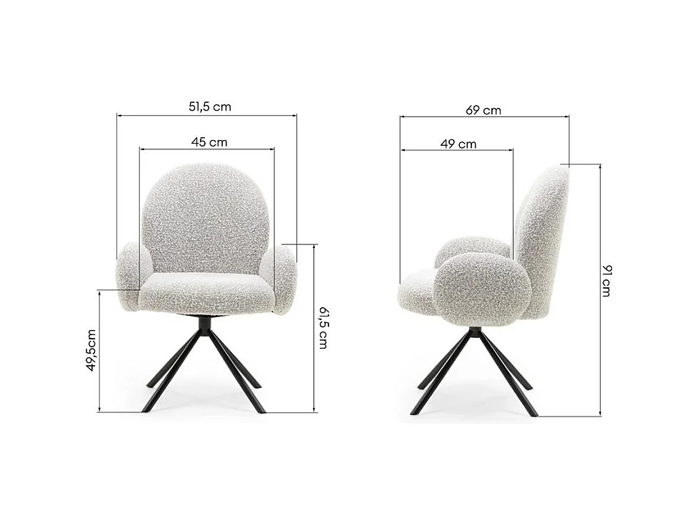 Fauteuil pivotant 51,5x69x91 cm gris Finest