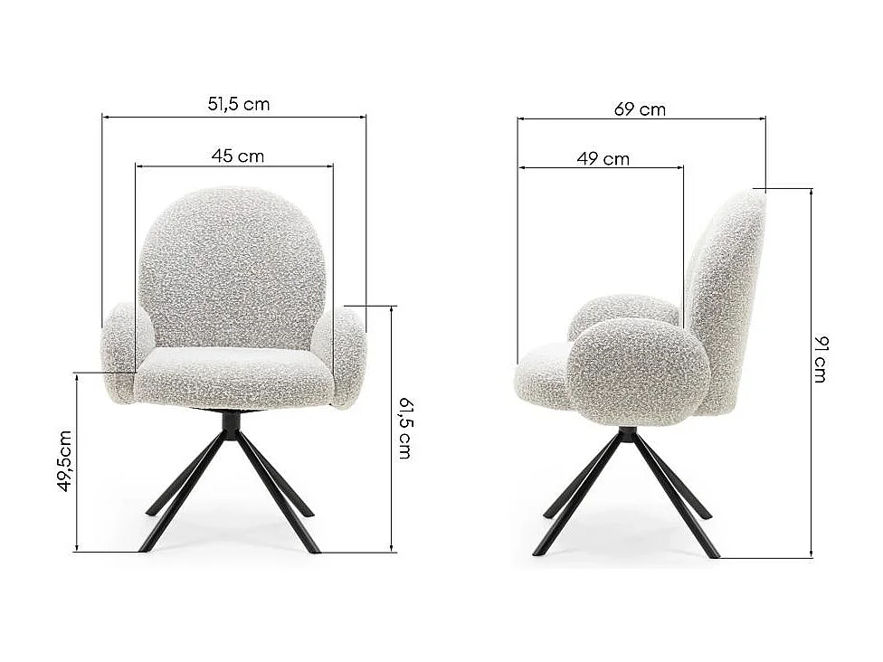 Drehstuhl 51,5x69x91 cm grau Finest