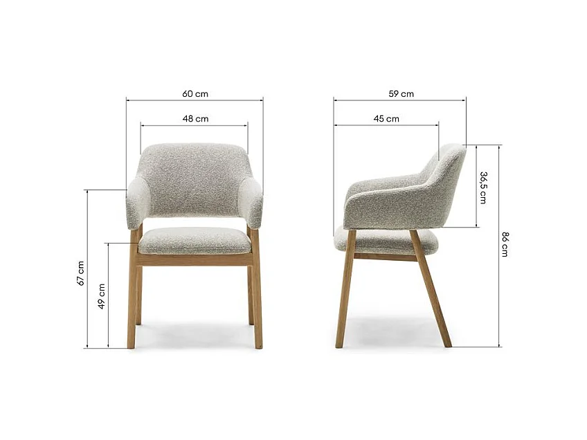 Fauteuil rembourré 86x60x59 cm gris clair LORA