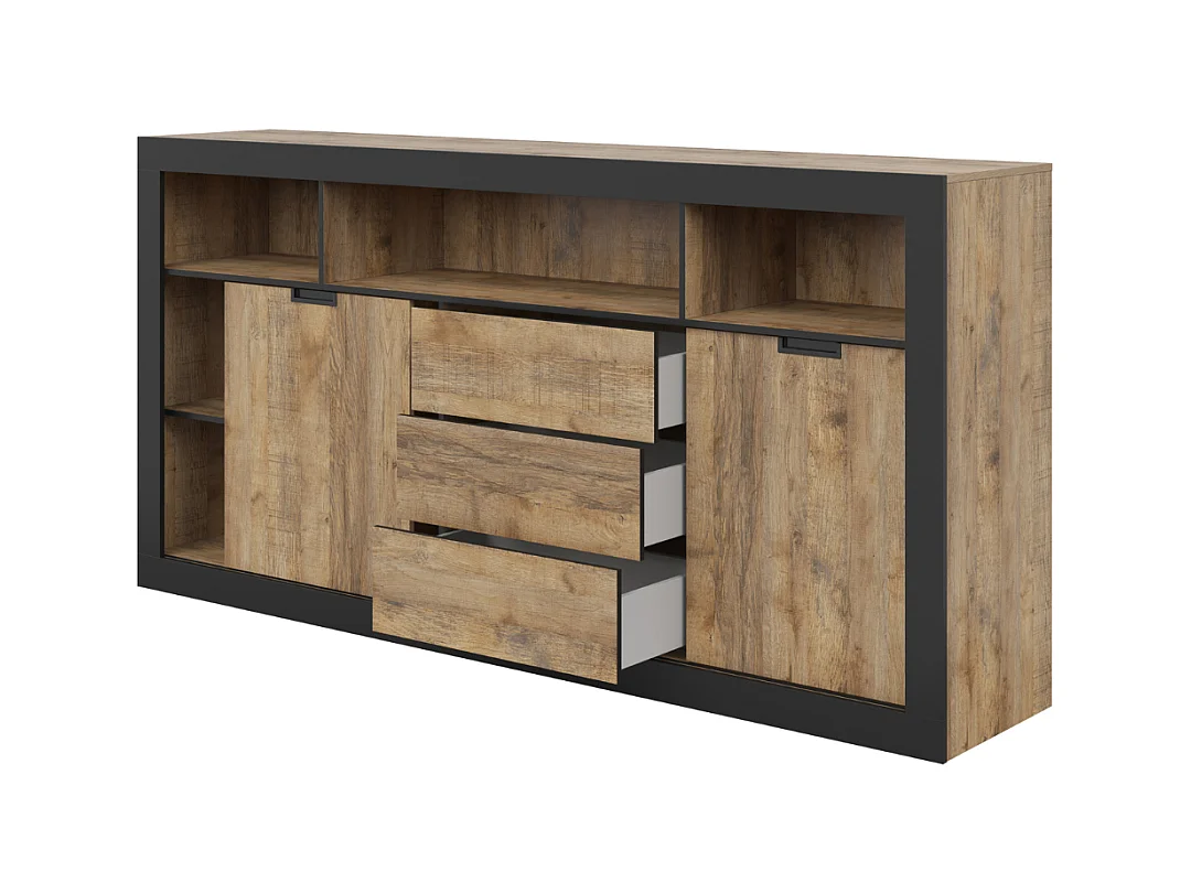 Aparador AMBIHOME DAVOR 02 - Carvalho/Preto, C220xA109xP45cm