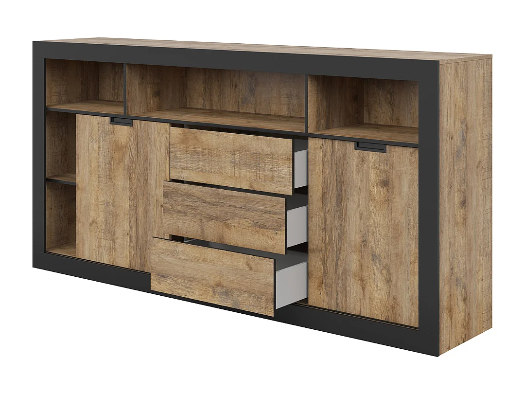 Aparador AMBIHOME DAVOR 02 - Carvalho/Preto, C220xA109xP45cm