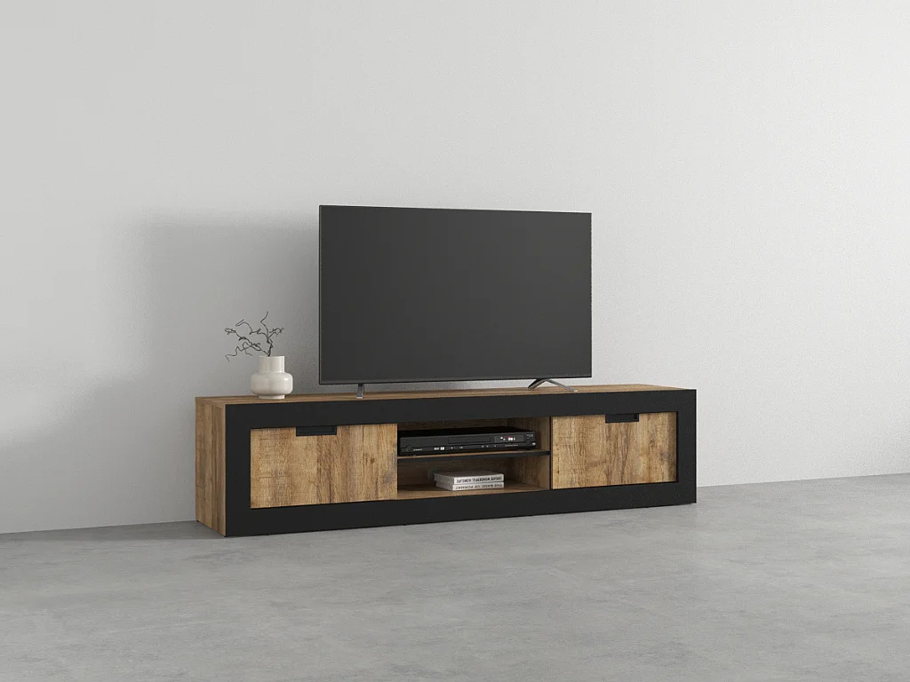 Móvel TV AMBIHOME DAVOR - Carvalho/Preto, C180xA42xP40cm