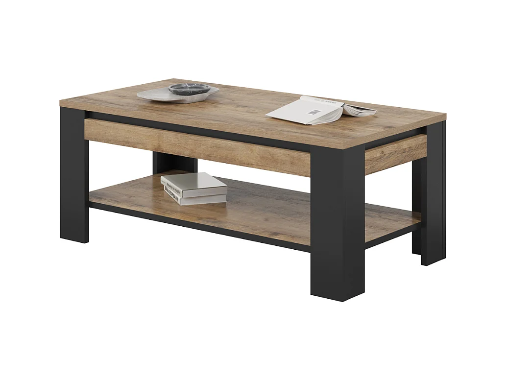 Mesa de Centro AMBIHOME DAVOR - Carvalho/Preto, C120xA49xP60cm