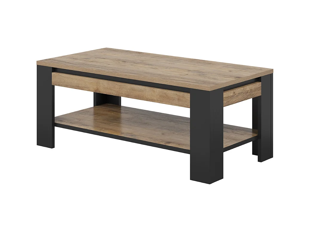 Mesa de Centro AMBIHOME DAVOR - Carvalho/Preto, C120xA49xP60cm