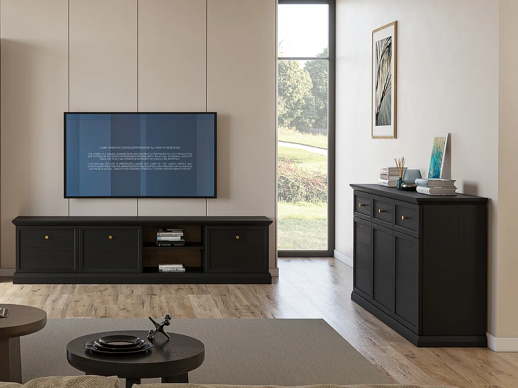 Móvel TV AMBIHOME ARON - Preto, C206xA51xP39,5cm