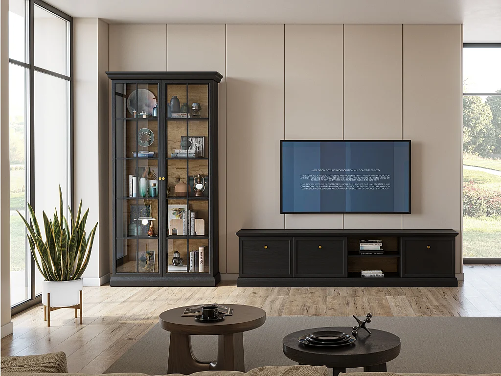 Vitrine AMBIHOME ARON 01 - Preto, C102,5xA200xP40,5cm