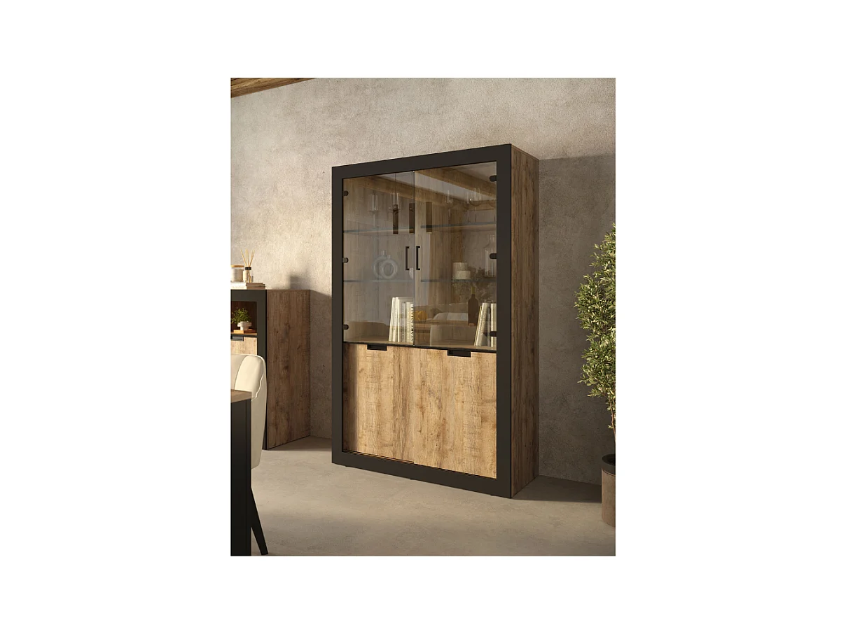Vitrine AMBIHOME DAVOR - Carvalho/Preto, C120xA187xP45cm