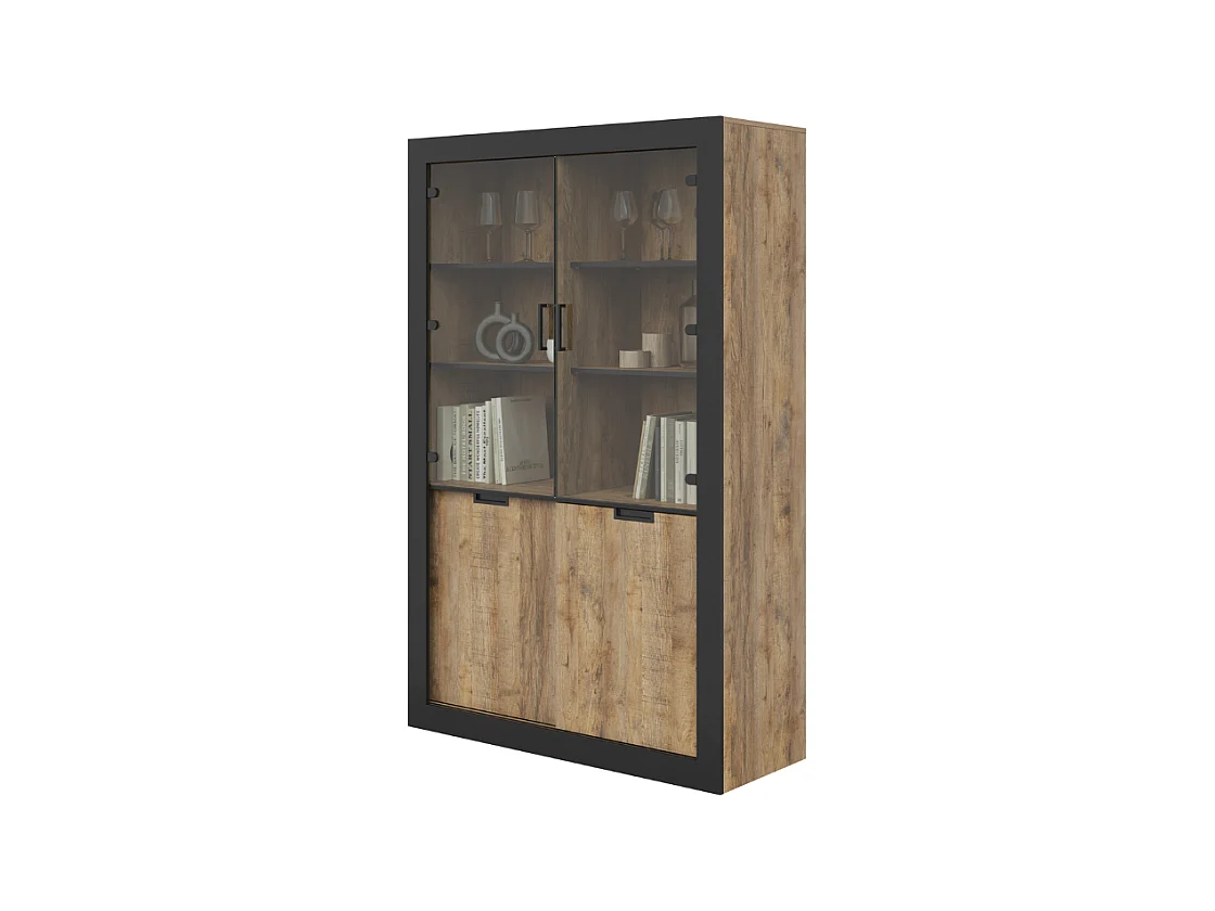 Vitrine AMBIHOME DAVOR - Carvalho/Preto, C120xA187xP45cm