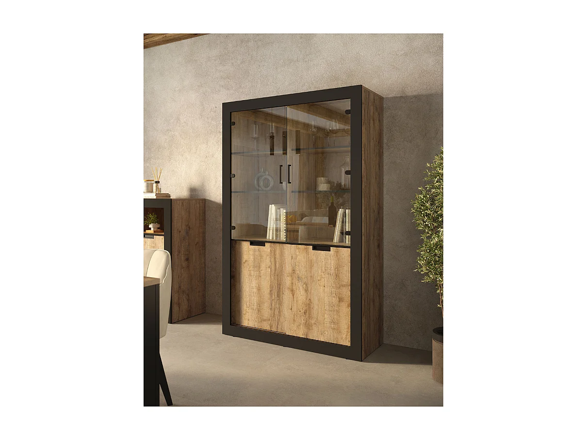 Vitrine AMBIHOME DAVOR - Carvalho/Preto, C120xA187xP45cm