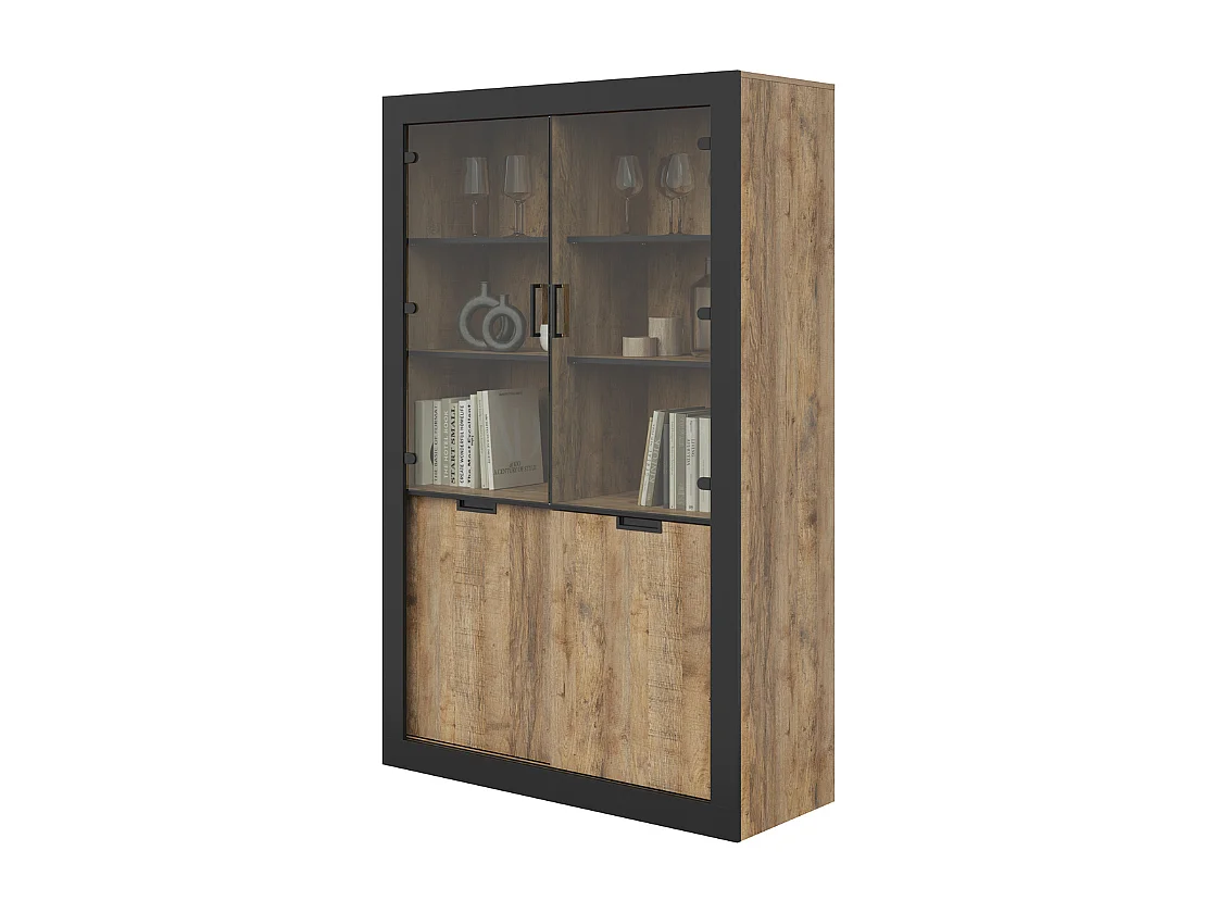 Vitrine AMBIHOME DAVOR - Carvalho/Preto, C120xA187xP45cm