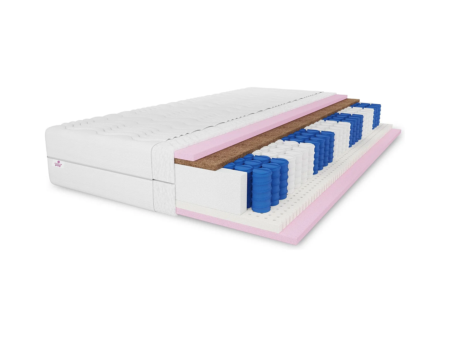 Matelas à ressorts ensachés 7 zones  Comfort 100x200x26 cm, matelas en latex et coco, degré de fermeté H3/H4, couleur : noir, housse incluse