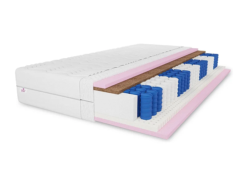 Matelas à ressorts ensachés 7 zones  Comfort 80x200x26 cm, matelas en latex et coco, degré de fermeté H3/H4, couleur : noir, housse incluse