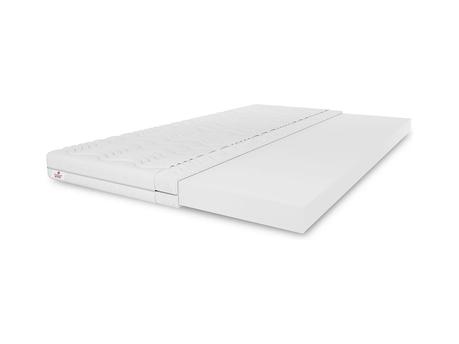 Surmatelas TOP3, taille du surmatelas : 160x200x3, housse incluse, couleur du surmatelas : blanc, fermeté moyenne : H3