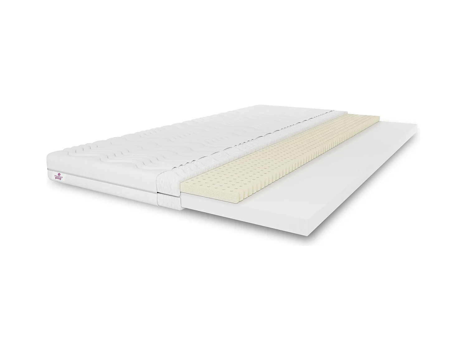 Surmatelas TOP5, revêtement en latex Dimensions : 90x200x5, housse incluse, surmatelas Couleur : blanc, fermeté moyenne : H3