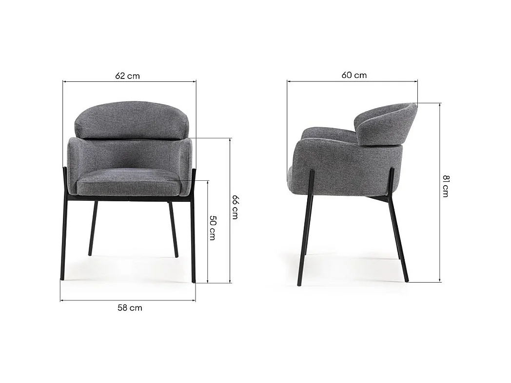 Chaise de salle à manger 62x62x81 cm Gris Mareo
