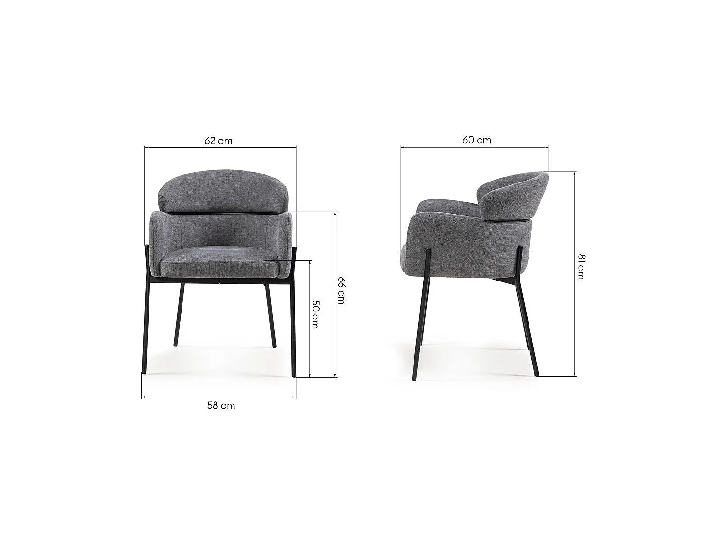 Esszimmerstuhl 62x62x81 cm Grau Mareo