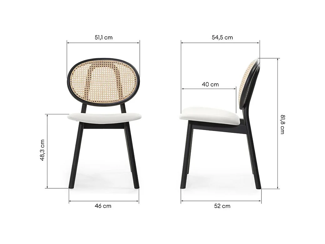 Chaise en bois 81,8x51,1x54,5 cm Sumba noire