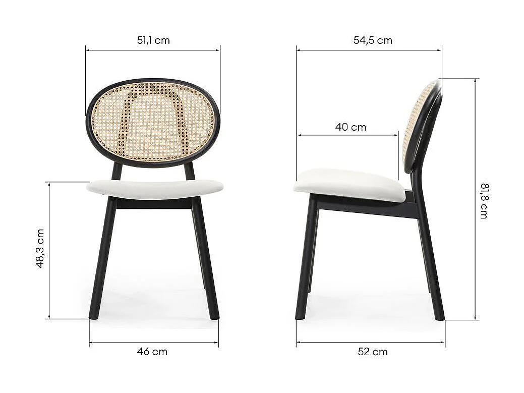 Holzstuhl 81,8x51,1x54,5 cm Schwarz sumba