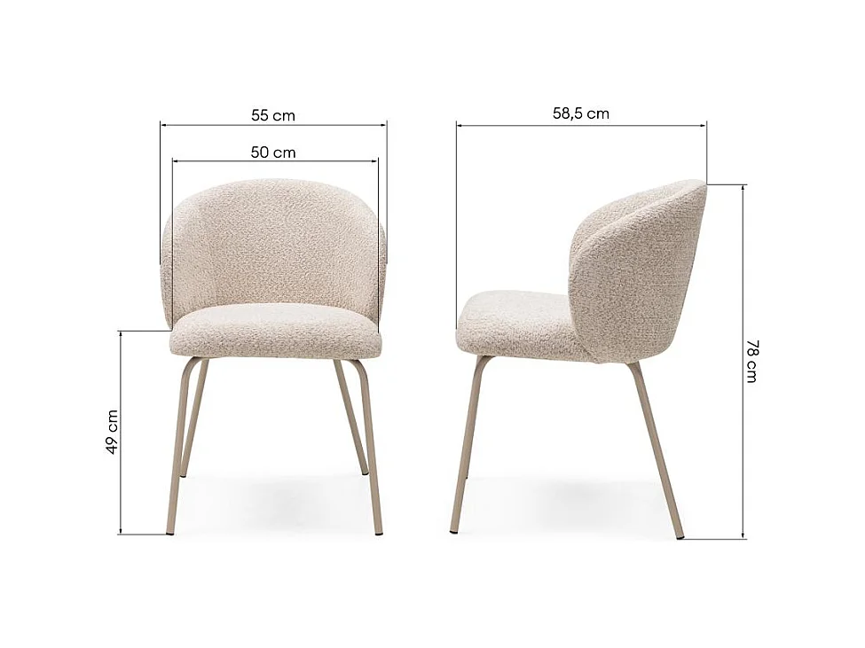 Chaise de salle à manger 55x58,5x78 cm beige Lueur