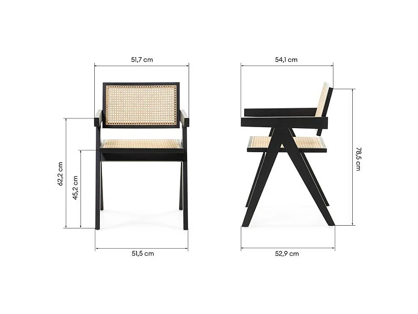 Chaise en bois 51,7x54,1x78,5 cm noire rene
