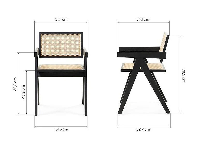 Cadeira de madeira 51,7x54,1x78,5 cm preto rene