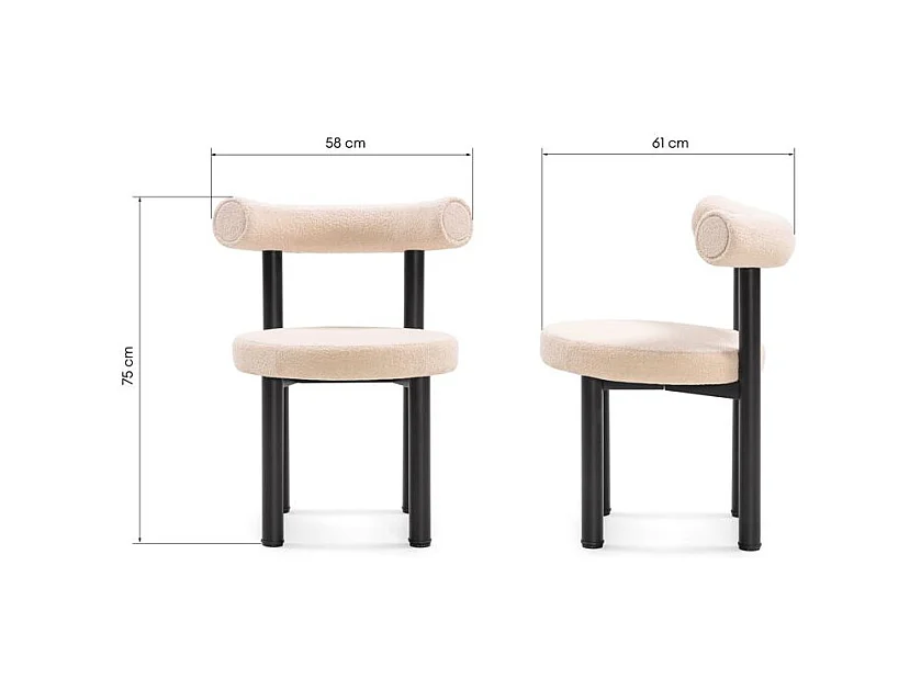 Chaise de salle à manger 58x61x75 cm Beige perer