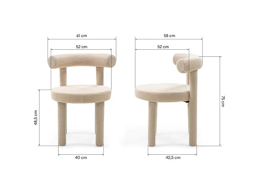 Esszimmerstuhl 61x58x75 cm Beige Perer II