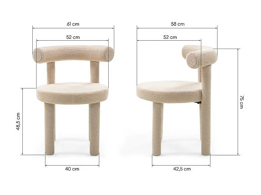 Sedia da pranzo 61x58x75 cm beige Perer II