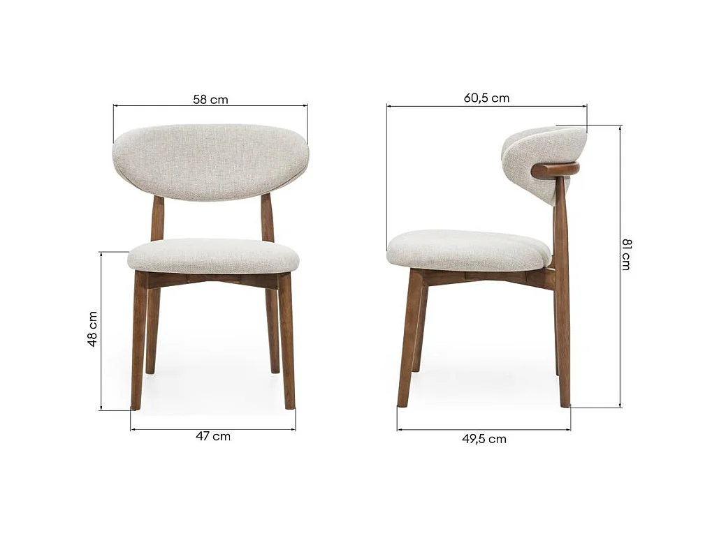 Chaise de salle à manger 58x60,5x81 cm beige Mirali