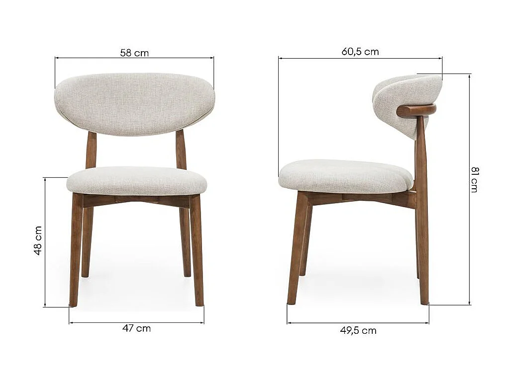 Eetkamerstoel 58x60,5x81 cm beige Mirali