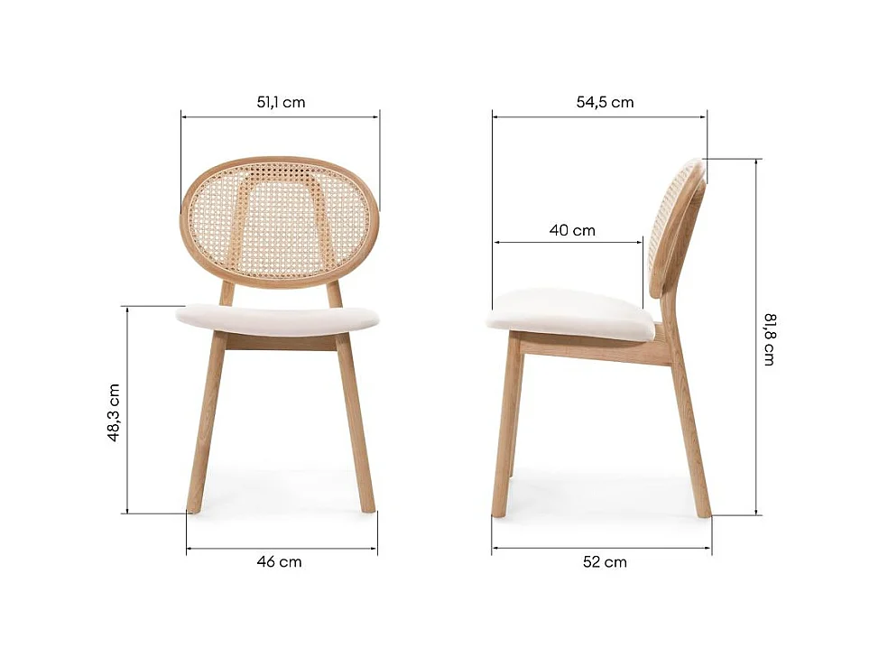 Chaise en bois 81,8x51,1x54,5 cm Beige clair SUMBA