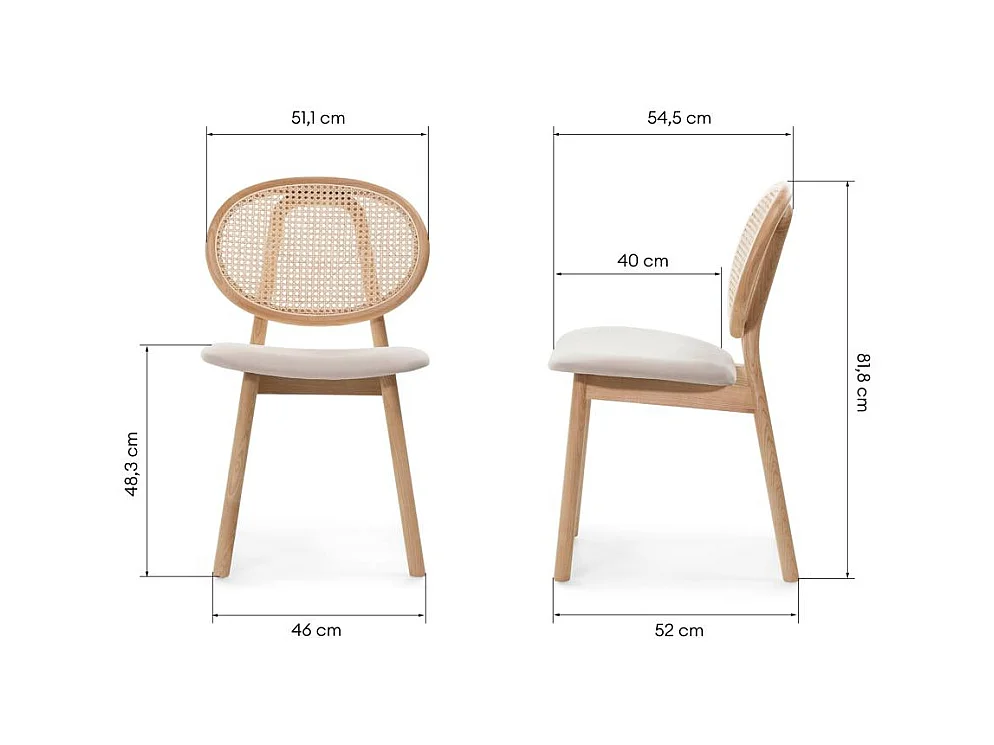 Holzstuhl 81,8x51,1x54,5 cm Beige Sumba