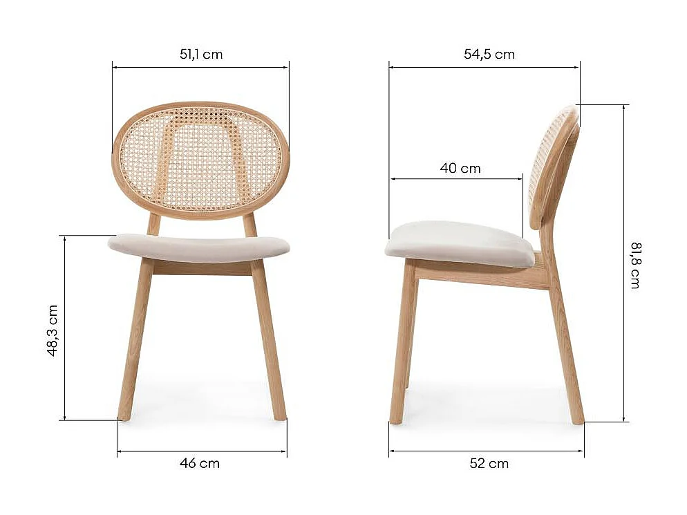 Sedia in legno 81,8x51,1x54,5 cm Beige sumba