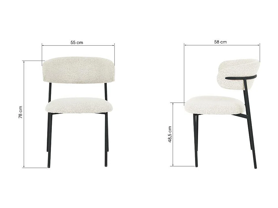 Sedia da pranzo 78x55x58 cm crema Loro