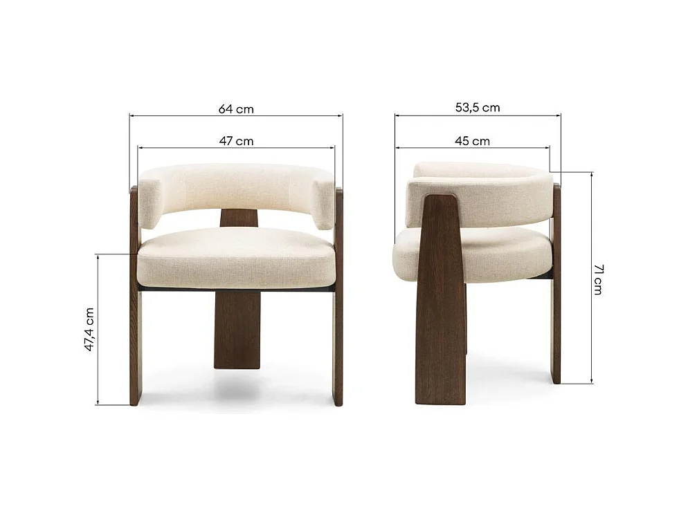 Chaise de salle à manger 64x53,5x71 cm beige moka