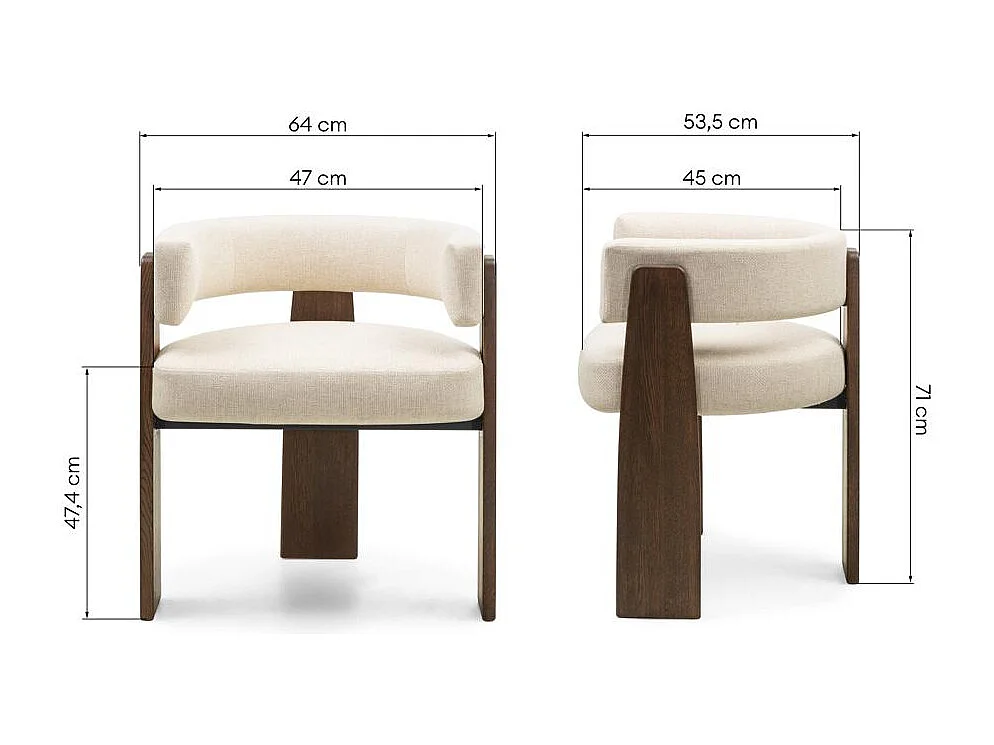 Eetkamerstoel 64x53,5x71 cm beige mocha