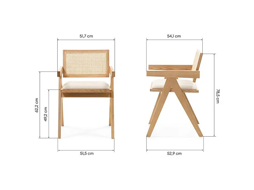 Holzstuhl 51,7x54,1x78,5 cm beige Rene