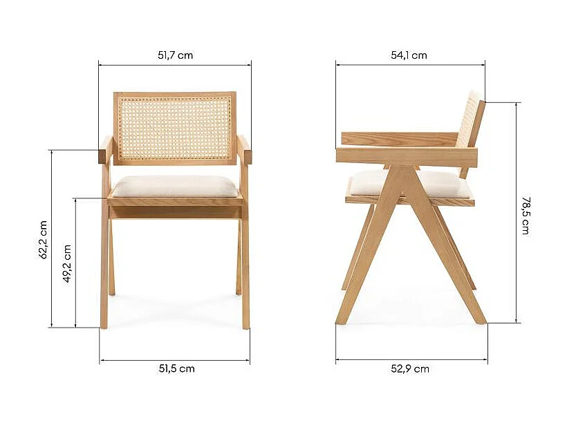 Holzstuhl 51,7x54,1x78,5 cm beige Rene