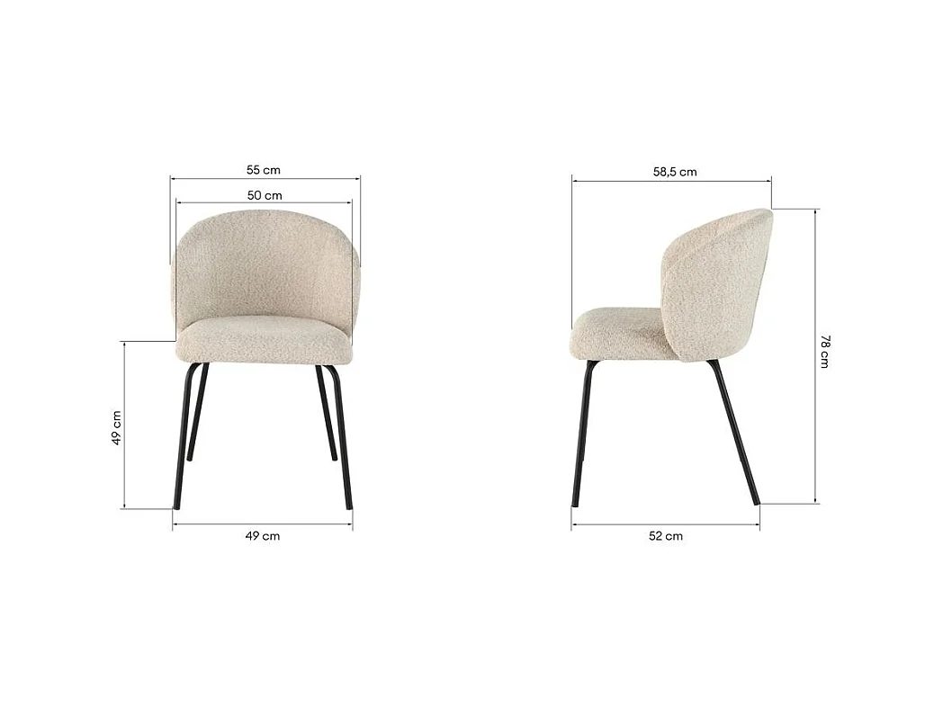 Chaise de salle à manger 55x58,5x78 cm Beige LUEUR