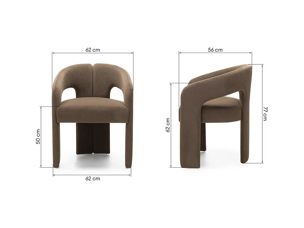 Chaise rembourrée 62x56x77 cm moka Joel