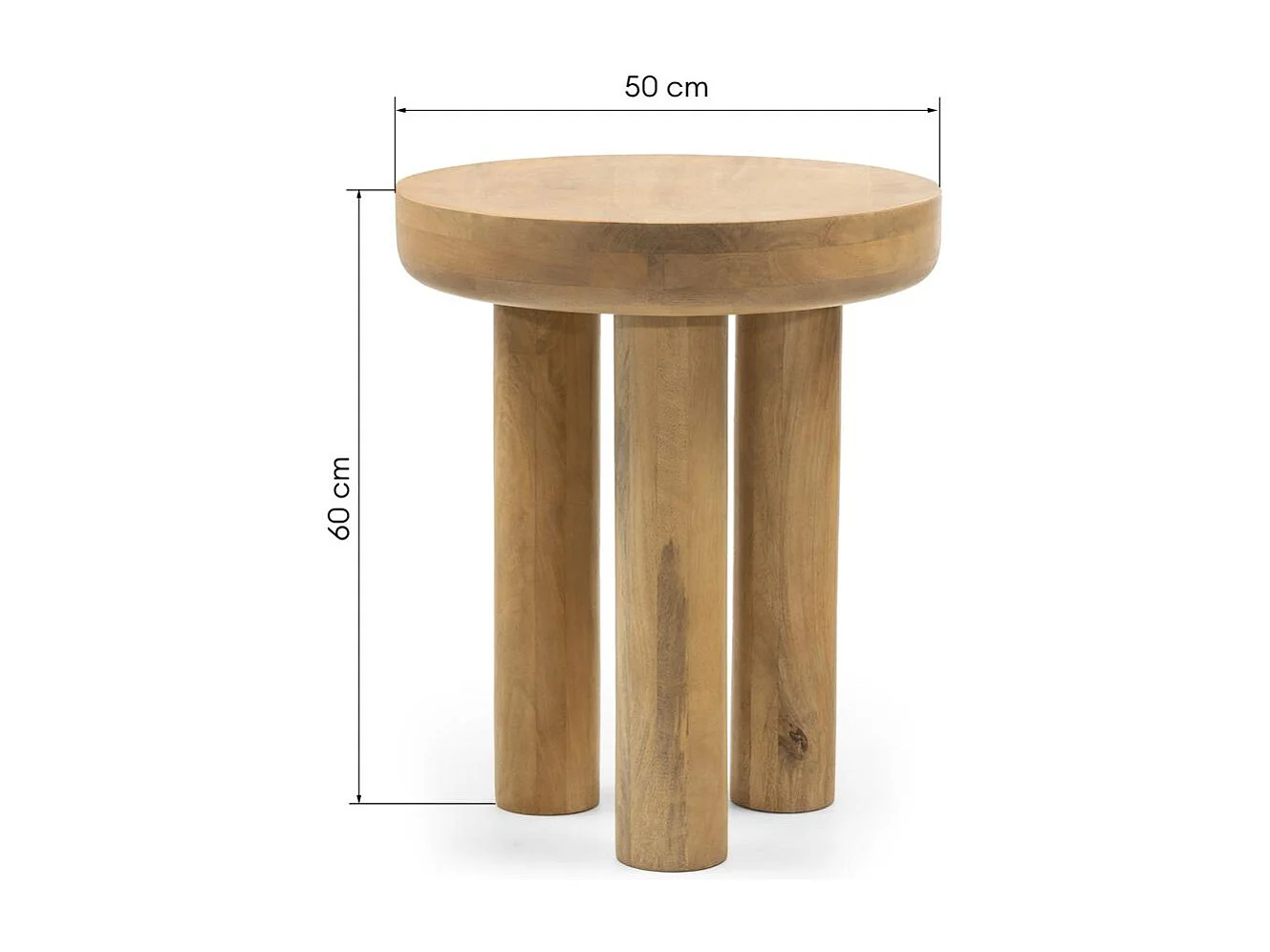 Table d'appoint 50x50x60 cm bois naturel lungo