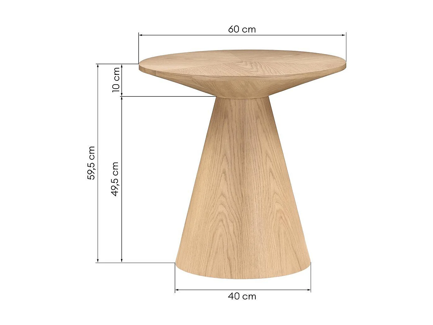 Table d'appoint 60x60x59,5 cm chêne orb