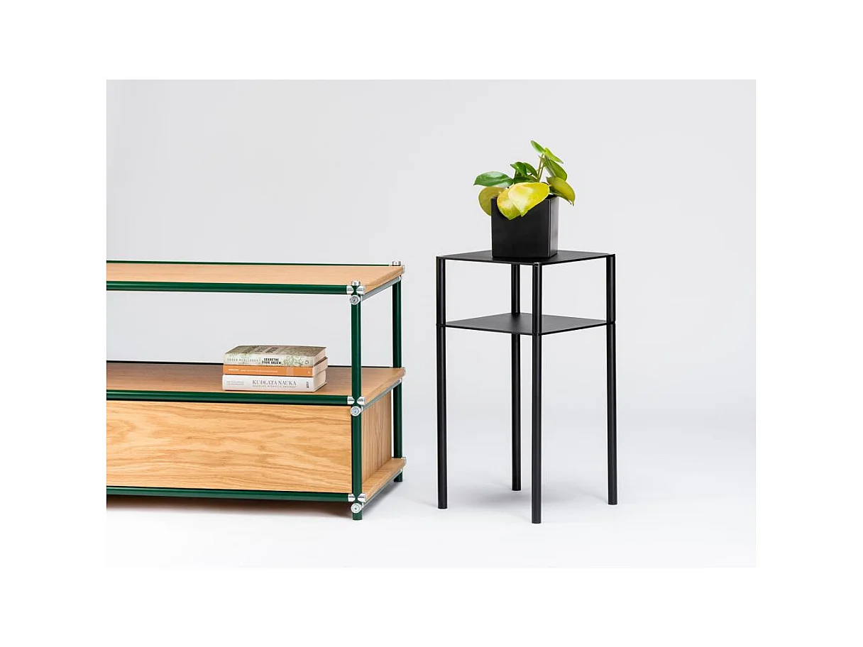 Mesa auxiliar 0.3x0.3x0.6 m negra Tensio 2 piso flexible