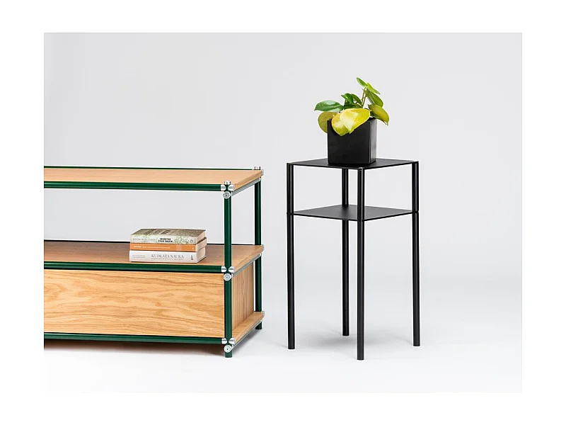 Table d'appoint 0,3x0,3x0,6 m noir Tensio 2 étage flex