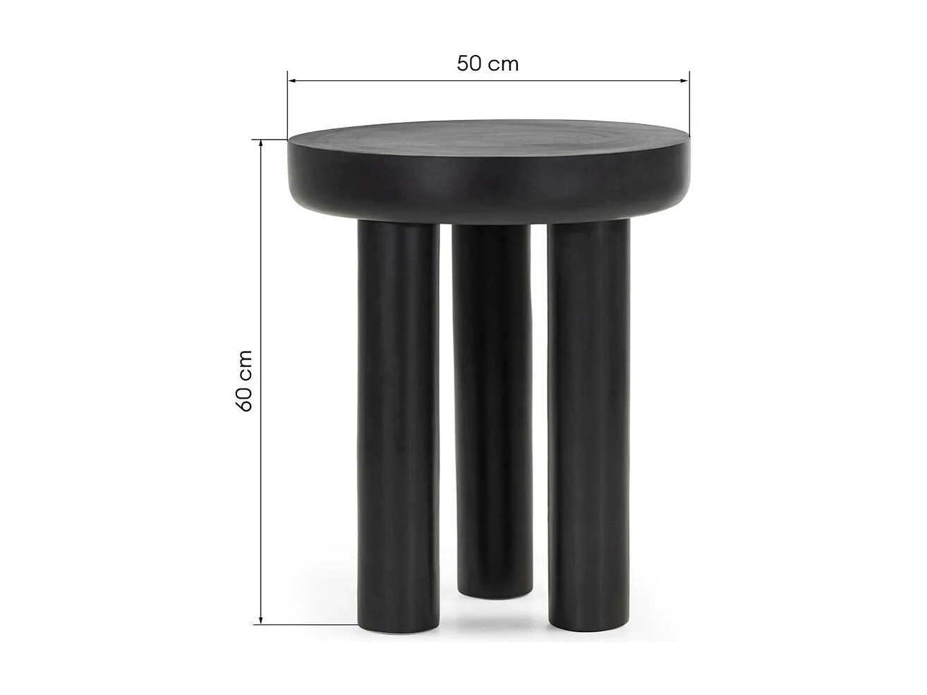 Table d'appoint 50x50x60 cm noir lungo
