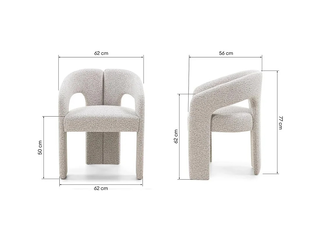 Fauteuil rembourré 62x56x77 cm Gris Joel