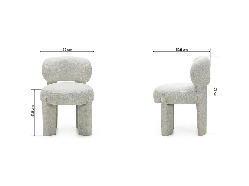 Fauteuil rembourré 60x60x80 cm beige Samma