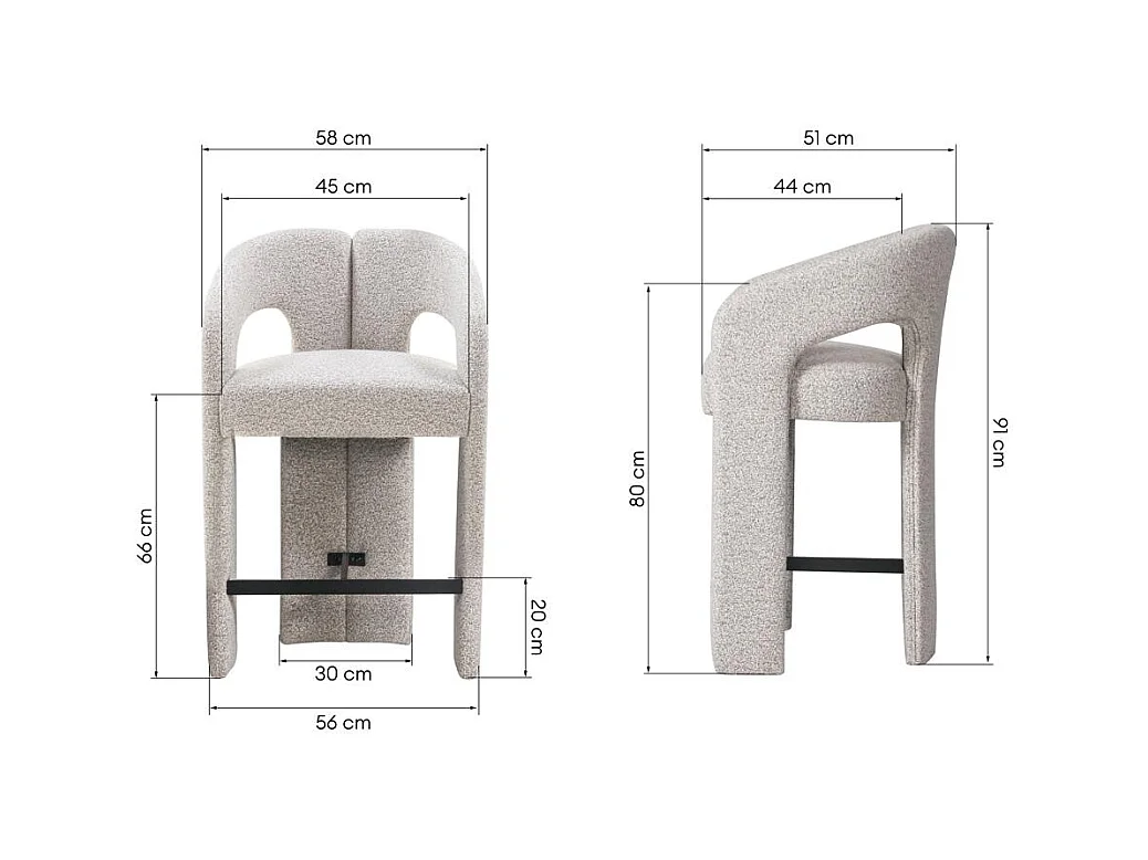 Gepolsterter Hocker 58x51x91 cm beige Joel